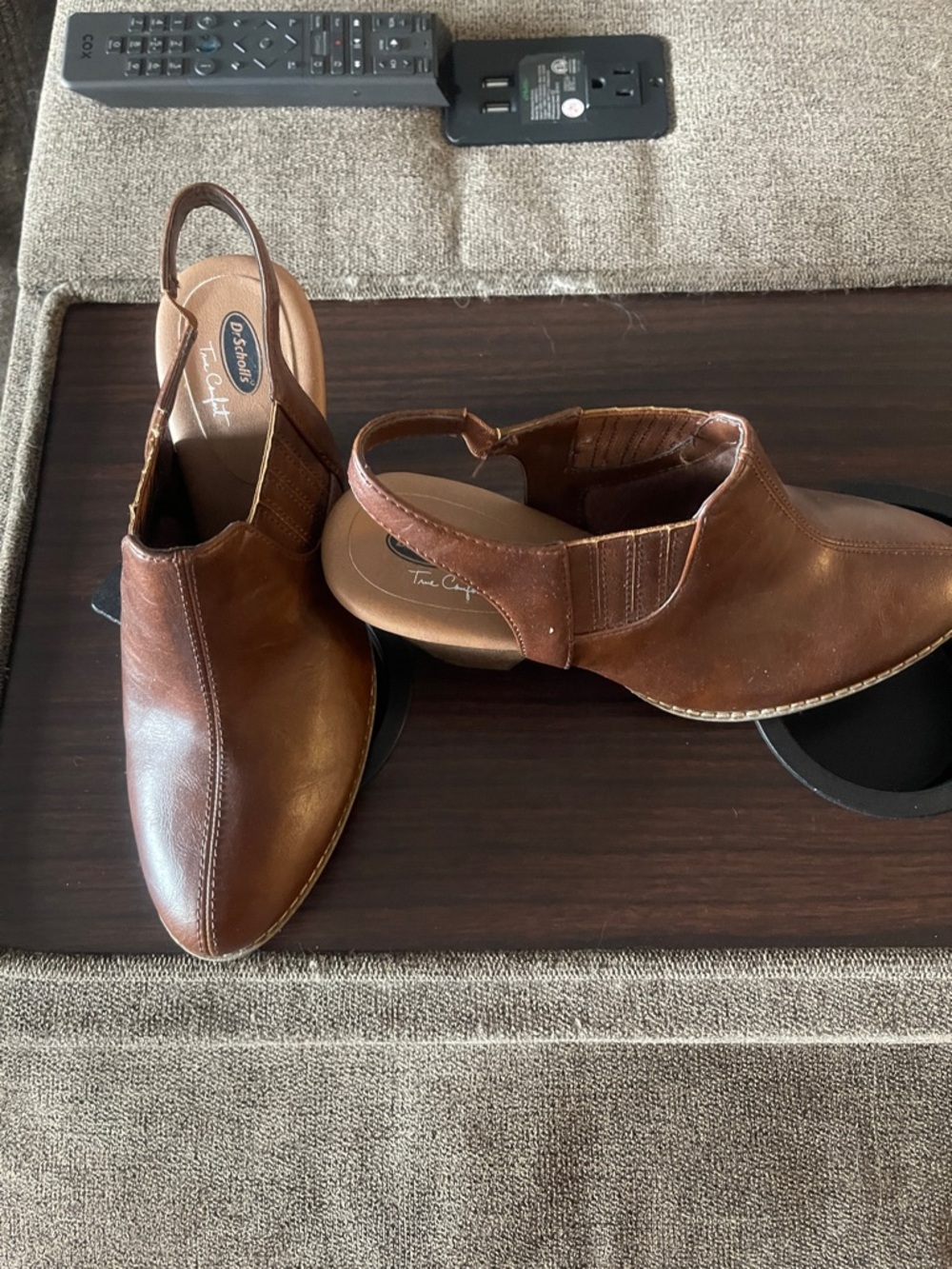 Dr. Scholl's Brown Leather Slingback Heels